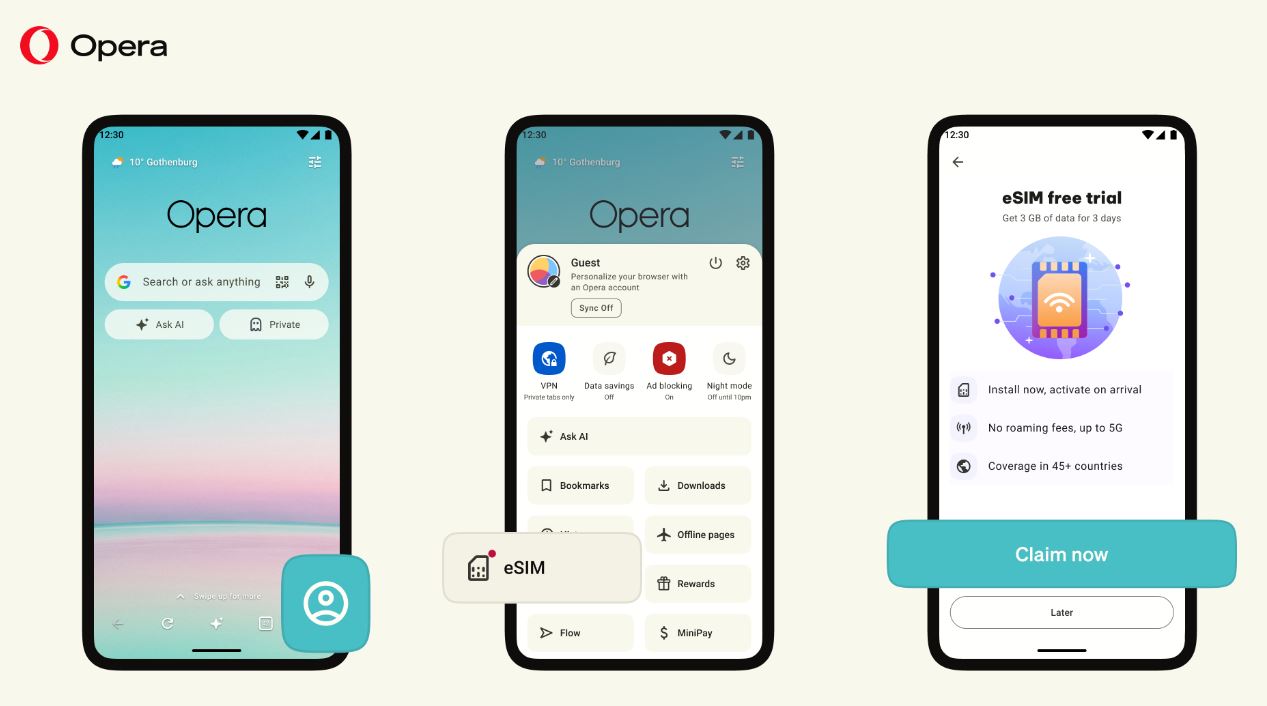v brauzer Opera dlya Android dobavili ​​podderjku eSIM s besplatnym paketom na 3 gb В браузер Opera для Android добавили ​​поддержку eSIM с бесплатным пакетом на 3 ГБ